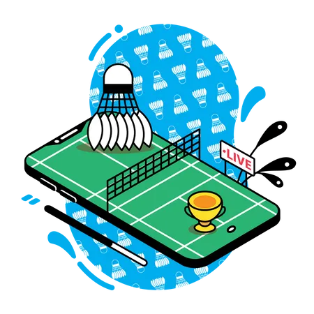 Aplicativo De Transmissao Ao Vivo De Badminton Ilustração