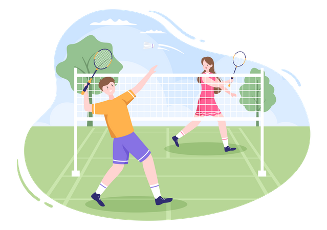 Badminton-Spieler spielen ein Match  Illustration