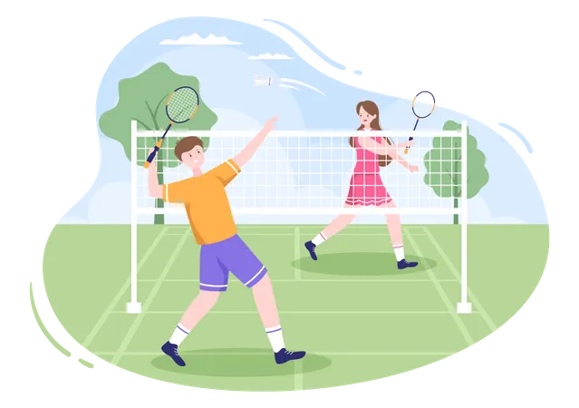 Badminton-Spieler spielen ein Match  Illustration