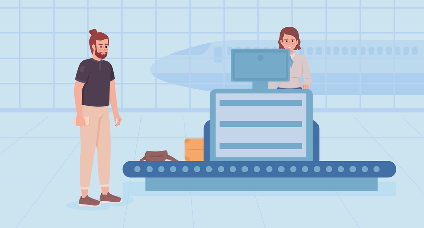 Baggage and bag scanning Illustration