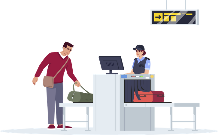 Baggage security scan at airport  Illustration