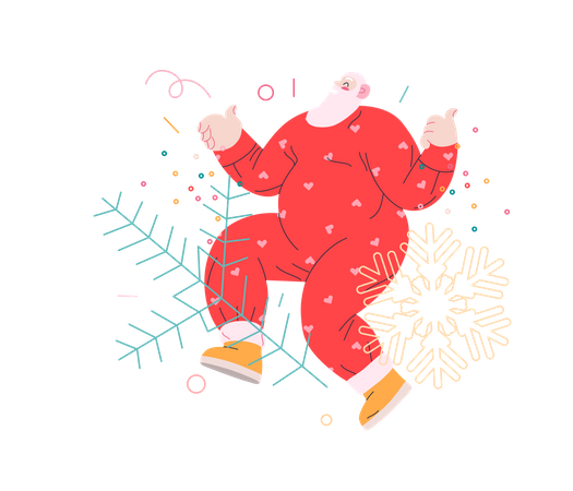 Papá Noel bailando  Ilustración