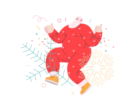 Papá Noel bailando  Ilustración