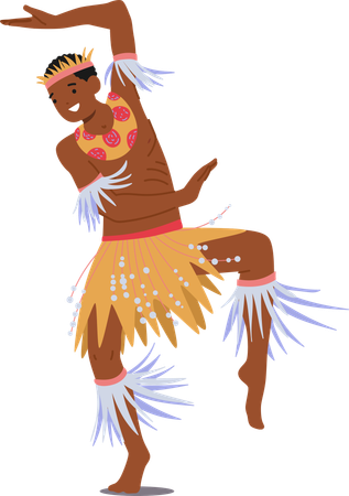 Bailarín tribal africano con un traje tradicional vibrante  Ilustración