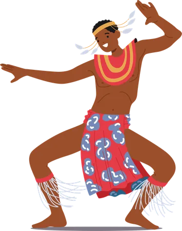 Un animado bailarín tribal africano se mueve con gracia rítmica  Ilustración