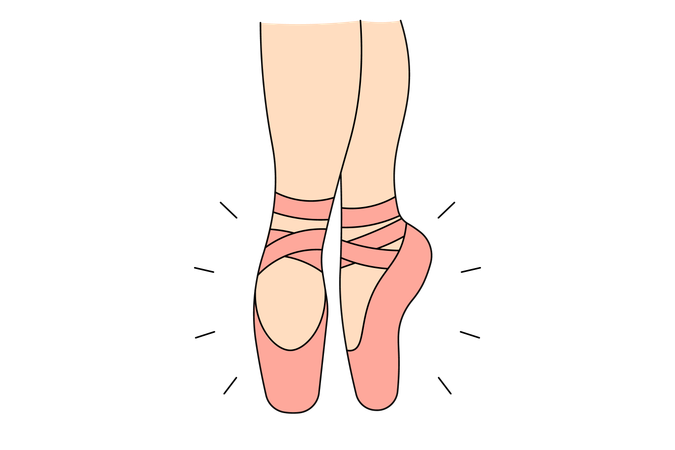 Bailarina dançando com sapatilhas de balé  Ilustração