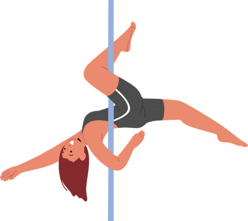 Cautivadora bailarina de pole dance irradia sensualidad con movimientos fluidos  Ilustración