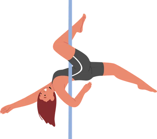 Cautivadora bailarina de pole dance irradia sensualidad con movimientos fluidos  Ilustración