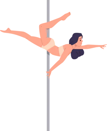 Bailarina de barra haciendo ejercicio en pilón  Ilustración