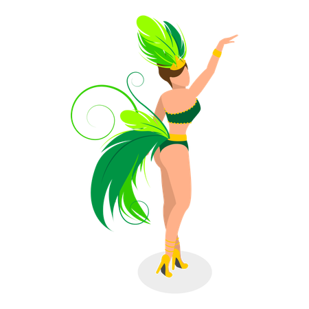 Bailarina de samba brasileña bailando en carnaval  Ilustración