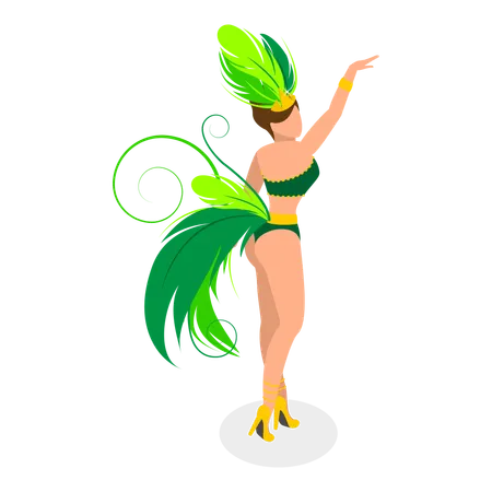 Bailarina de samba brasileña bailando en carnaval  Ilustración