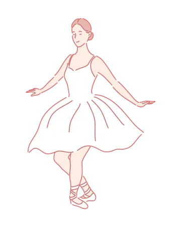 Bailarina realizando danza ballet  Ilustración