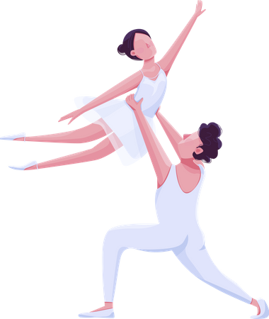 Actuación de pareja de bailarines de ballet.  Ilustración