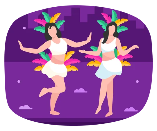 Bailarines en carnaval  Ilustración