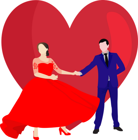 Pareja de baile en fiesta de San Valentín  Ilustración