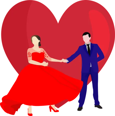 Pareja de baile en fiesta de San Valentín  Ilustración