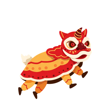 León chino bailando en festival  Ilustración