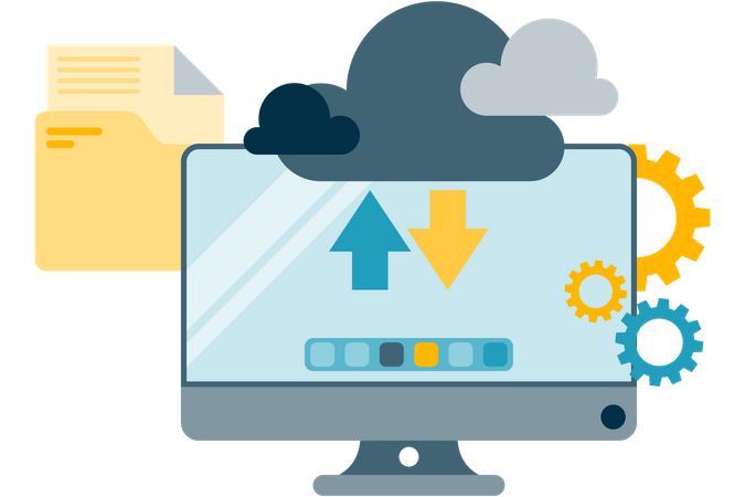 Baixar dados via armazenamento em nuvem  Ilustração