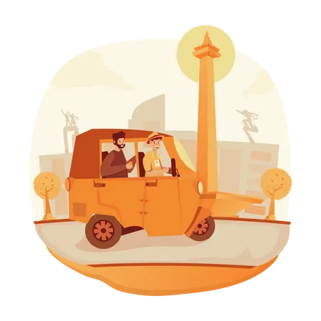 Bajaj traditional vehicle in Jakarta  Illustration