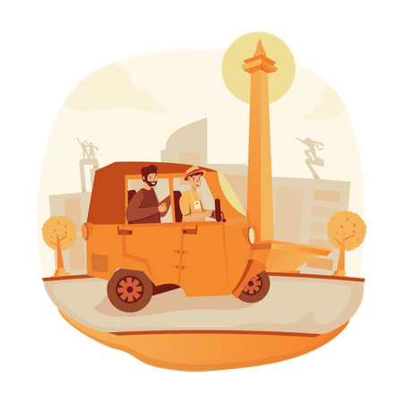 Bajaj traditional vehicle in Jakarta  Illustration