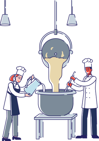 Baker and Confectioner Manufacturing Process In Bakery  Illustration