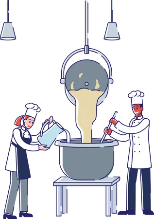 Baker and Confectioner Manufacturing Process In Bakery  Illustration