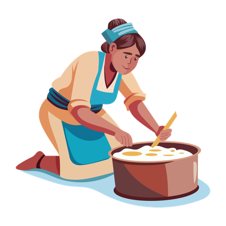 Baker baking cake  Illustration