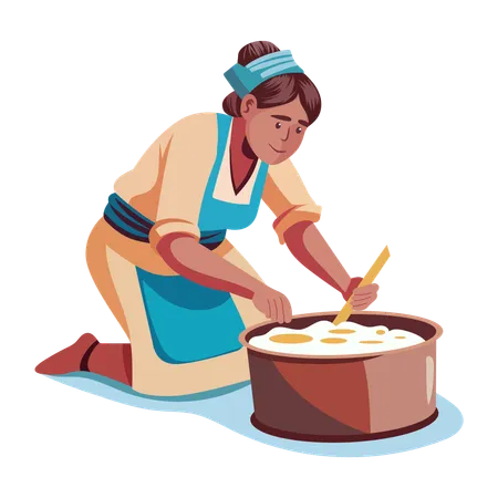 Baker baking cake  Illustration