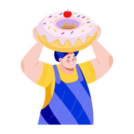 Baker make a sweet dessert  Illustration