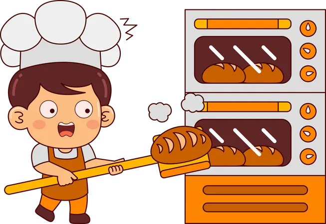 Baker making bread  Illustration