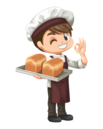 Baker serving delicious bread Illustration