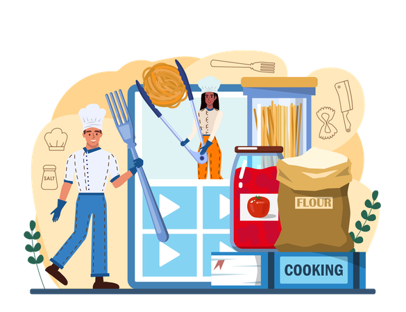 Bakers preparing birthday bread  Illustration