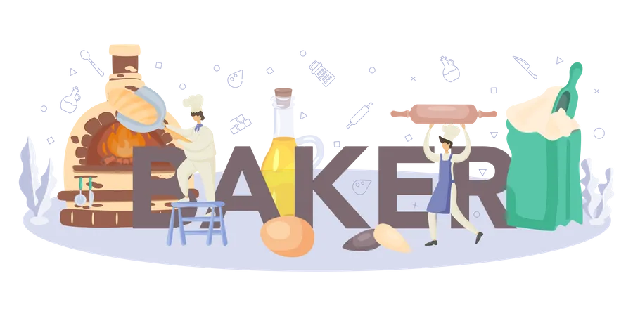 Bakers working in bakery  Illustration