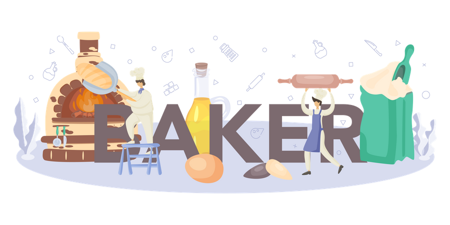 Bakers working in bakery  Illustration