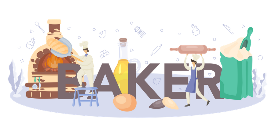 Bakers working in bakery  Illustration