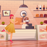illustration for woman buying cake