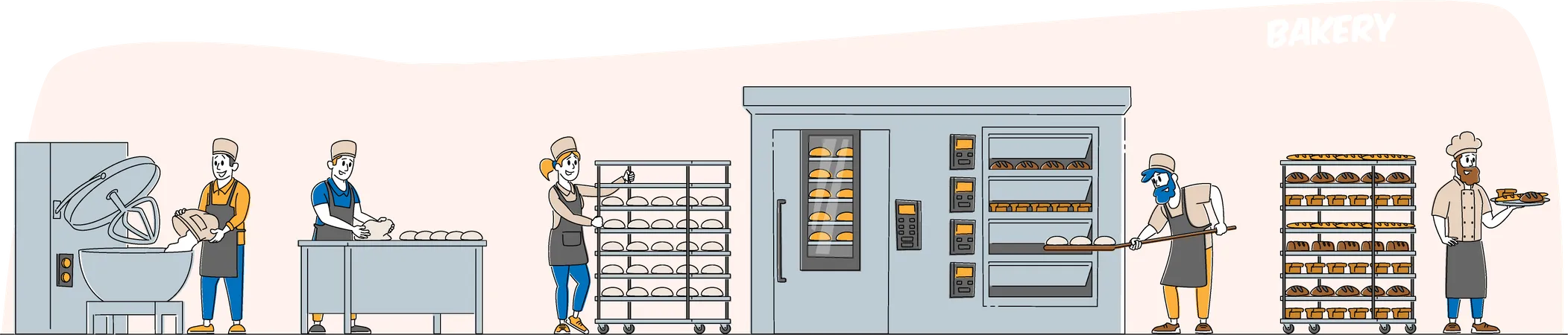 Bakery and Bread Machinery Production Illustration