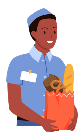Bakery Boy holding baked goods  Illustration