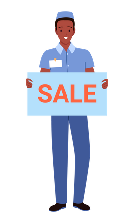 Bakery Boy holding sale board  Illustration