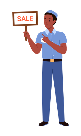 Bakery Boy holding sale board  Illustration