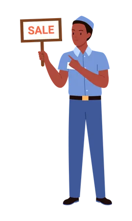 Bakery Boy holding sale board  Illustration