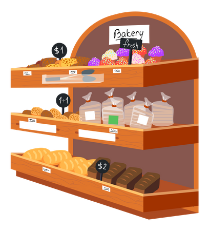 Bakery department in supermarket  Illustration