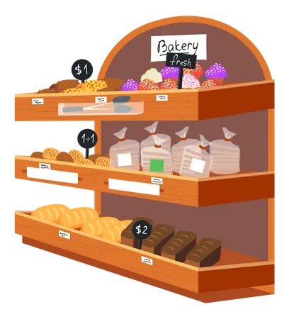 Bakery department in supermarket  Illustration