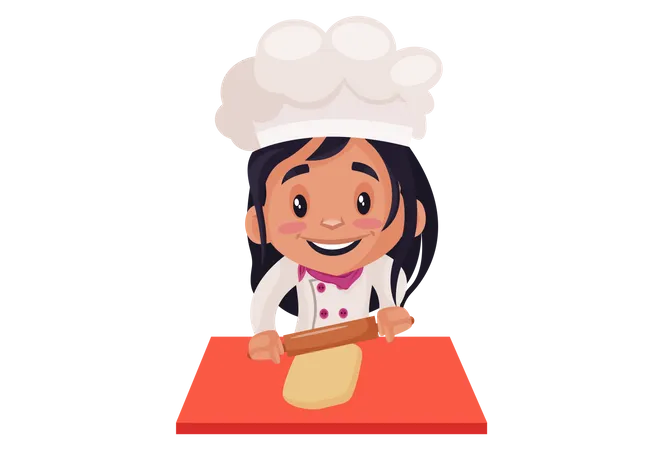 Bakery Girl making bread Illustration
