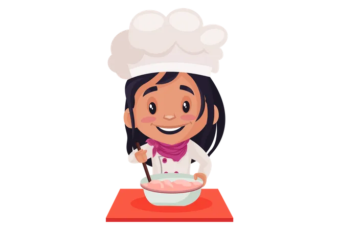 Bakery Girl making meal Illustration