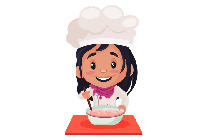 Bakery Girl making meal  Illustration