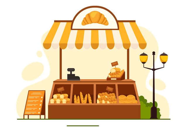 Bakery Store and bakery food  Illustration