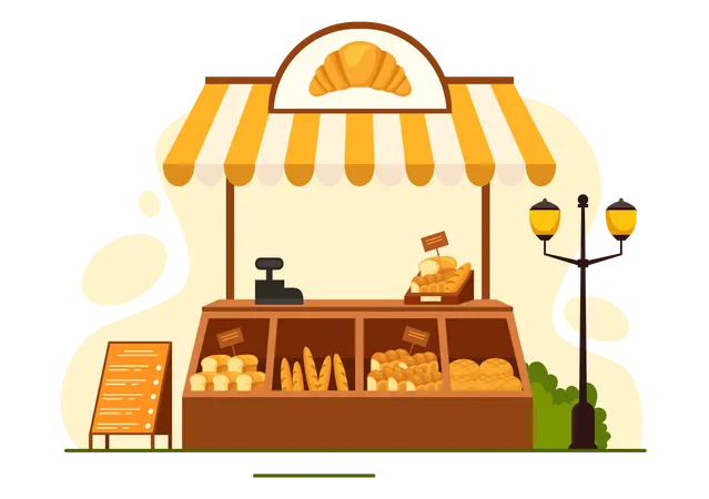 Bakery Store and bakery food  Illustration