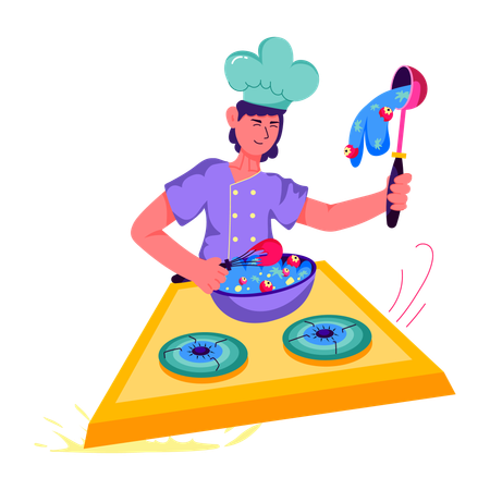 Baking expert making batter  Illustration