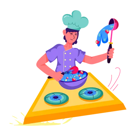 Baking expert making batter  Illustration